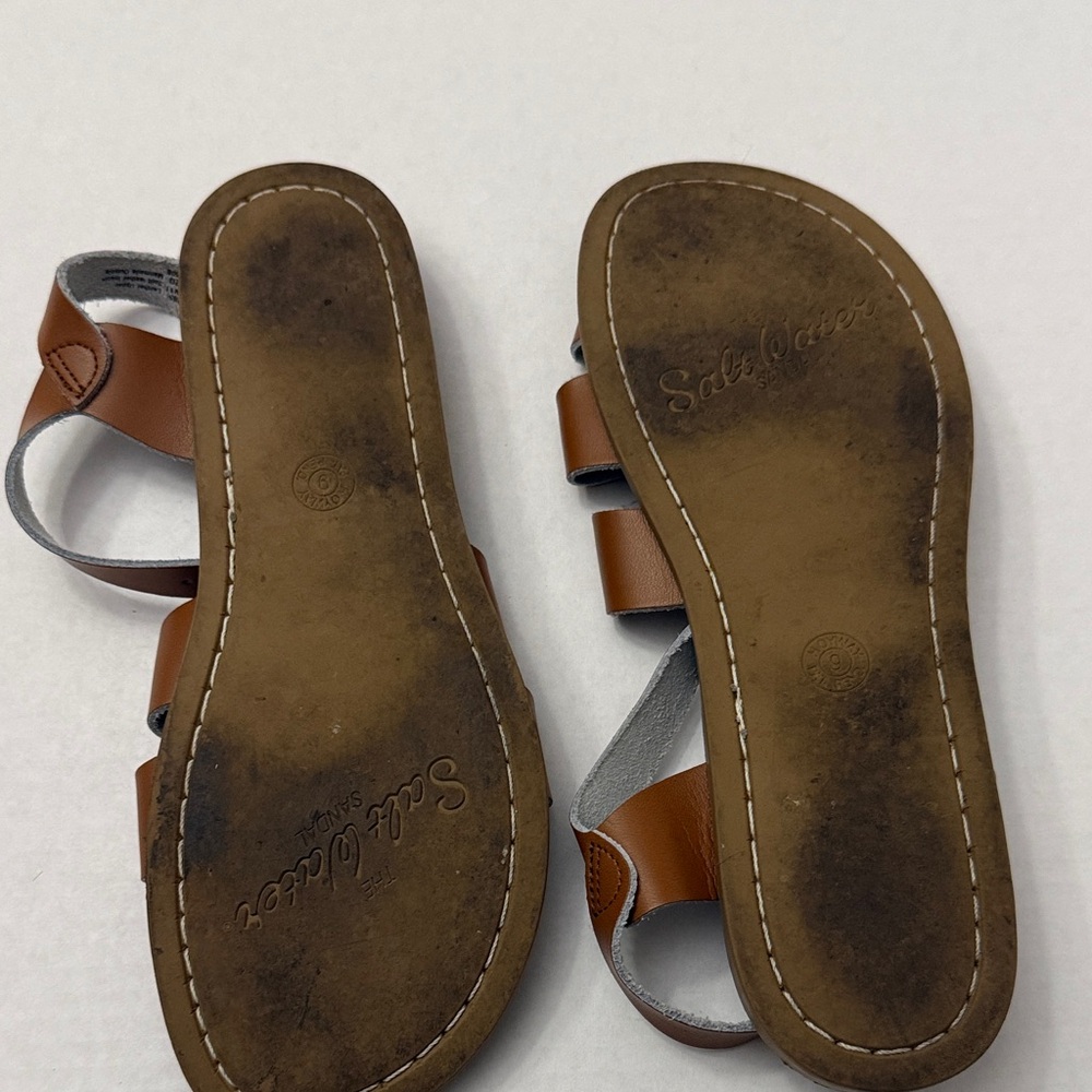 Salt Water Sandals by Hoy Tan Brown Crisscross Leather Sandals - Picture 3 of 8